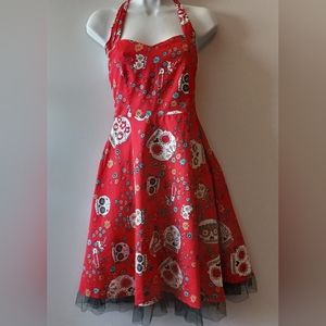 Oten Sugar Skull Day Of The Dead Dia De Los Muertos Rockabilly Pinup Dress